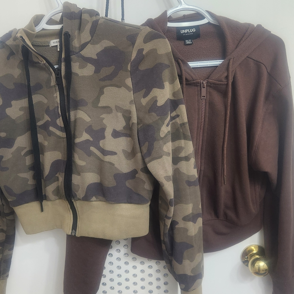 Camouflage and Brown Hoodies